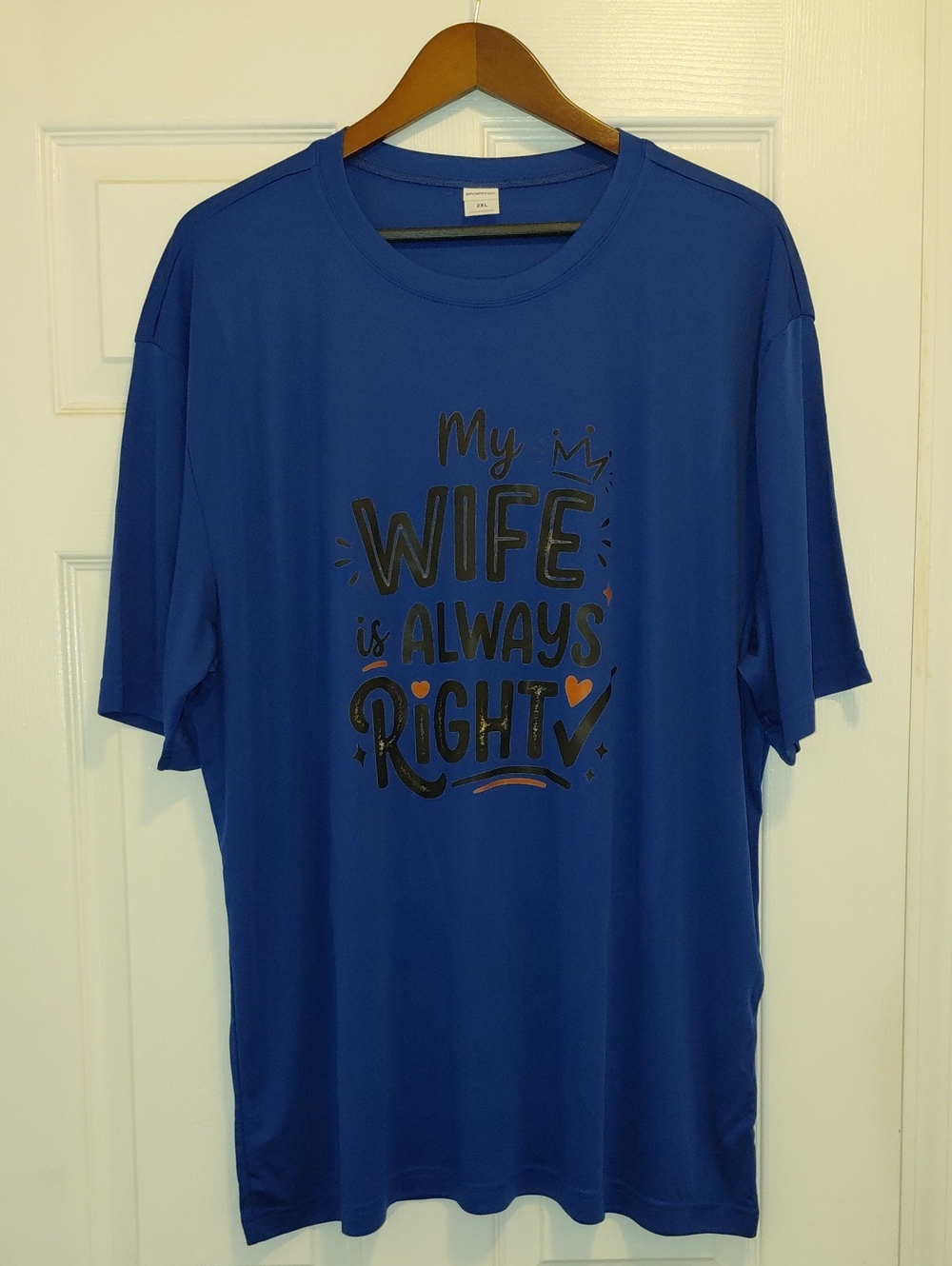 Short Sleeve Graphic Tee 2XL "My Wife is Always Right"